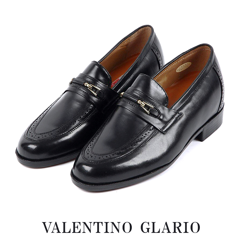 日本製 カンガルー革 ヒールアップシューズ スリッポン メンズ 4E ショック吸収 5.5cmヒール ローファー シークレットシューズ Valentino Glario バレンチノグラリオ　CS-181 在庫処分