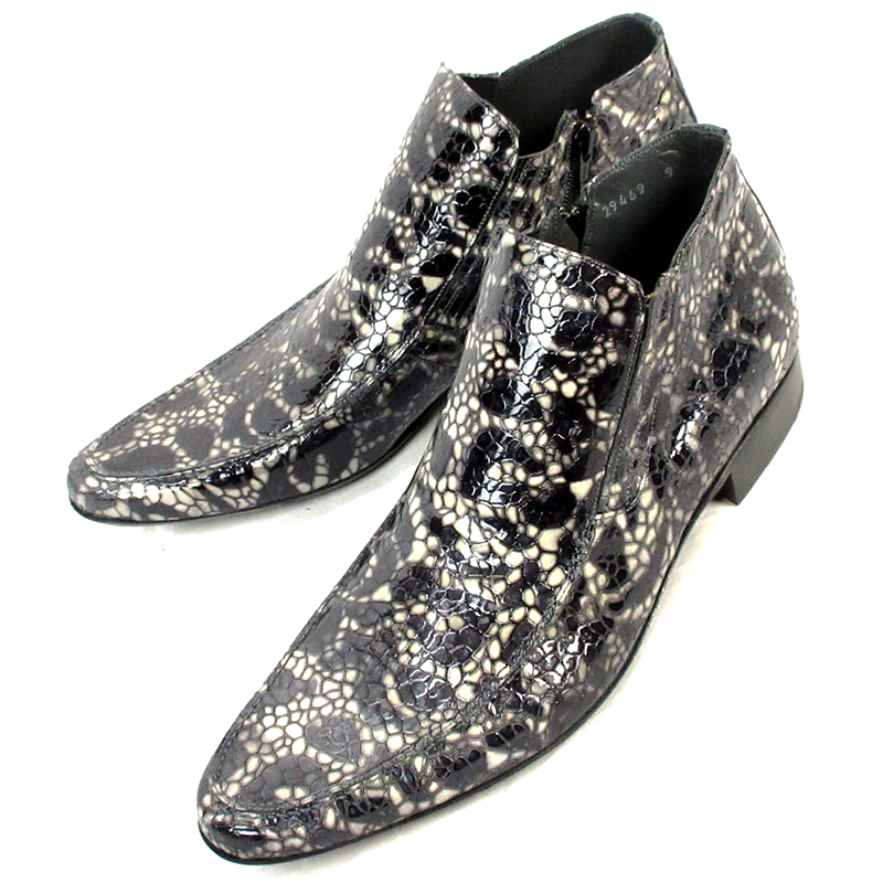 ヨーロッパ製 高級 ブーツ メンズ ショート サイドジップ 3E サイズ 9(26.0cm～26.5cm相当) ブランド 紳士 靴 プレミア スペイン